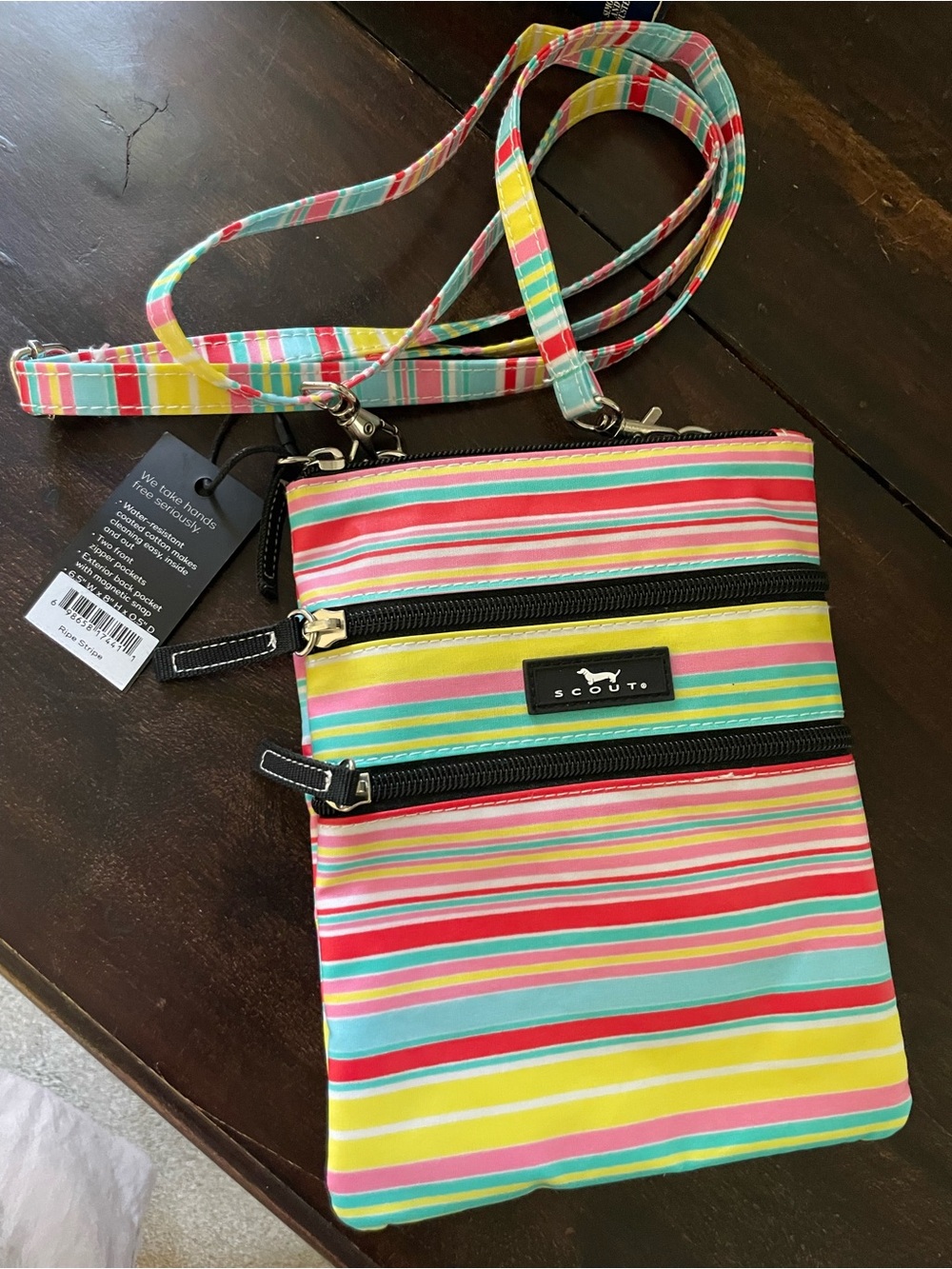Scout "Sally Go Lightly" Striped Crossbody Bag in Pink, Yellow & Aqua